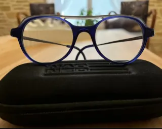 Gafas pasta acetato azul y plata