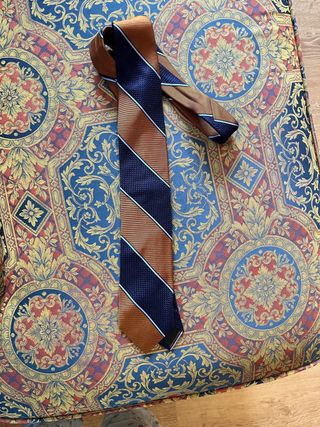 Corbata Faconnable Seda Azul y Naranja