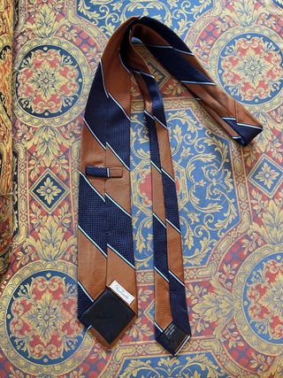 Corbata Faconnable Seda Azul y Naranja