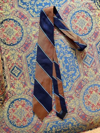 Corbata Faconnable Seda Azul y Naranja