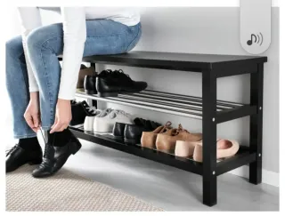 Banco zapatero y perchero madera y metal