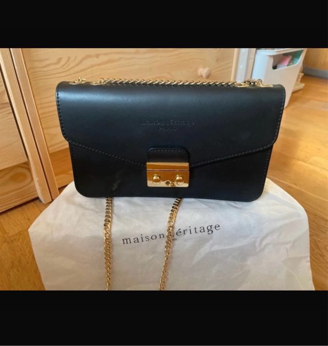 Bolso Negro Maison Heritage Dorado