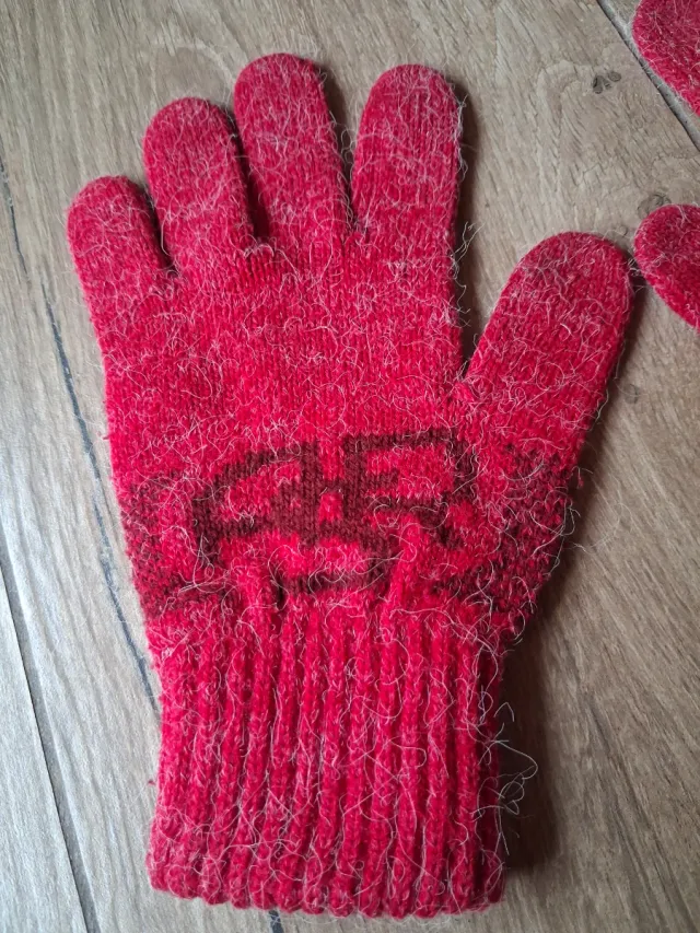 Guanti lana AS Roma rossi