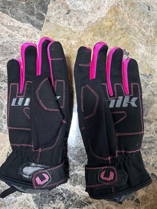 Guantes Moto Unik Negro y Rosa
