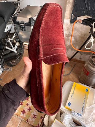 Mocasines de ante de color teja