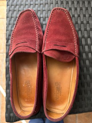 Mocasines de ante de color teja