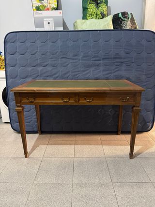 Mesa escritorio vintage madera y cuero