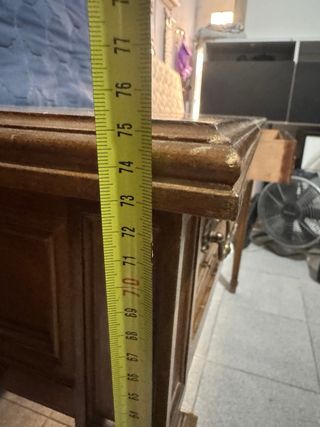 Mesa escritorio vintage madera y cuero