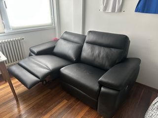 Sofá de piel negro 2 plazas