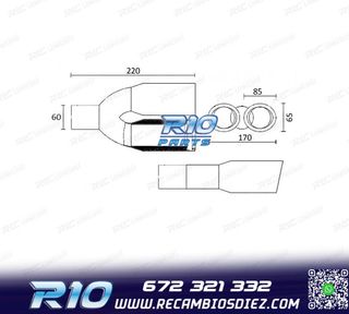 COLA ESCAPE DOBLE OVALADA ACERO INOX