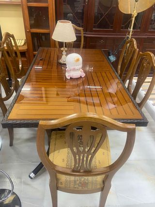 CONJUNTO DE MESA RATTÁN CON 6 SILLAS