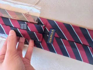 Cravatta Gancia seta righe blu e rosse