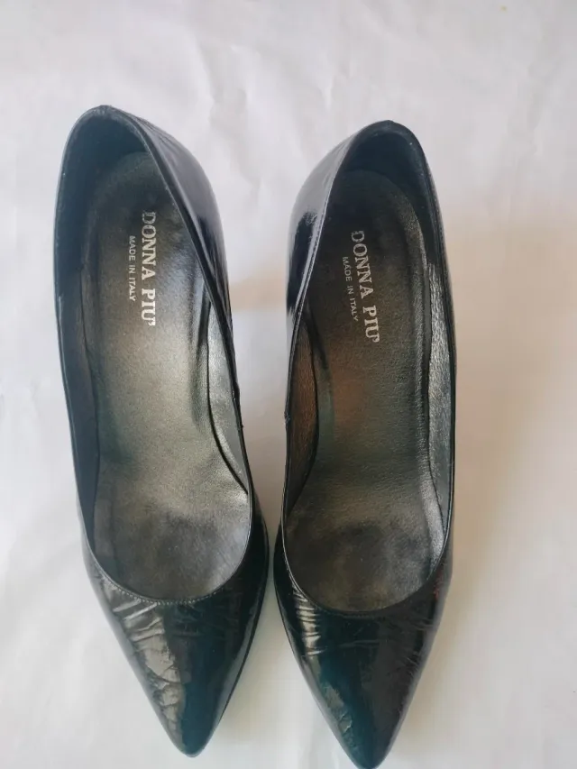 Zapatos Salones Charol Piel Donna Piu Negros