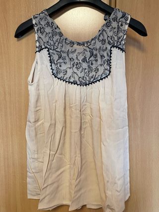 Blusa Zara Beige Encaje