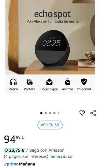 Nuovo Amazon Echo Spot - Orologio intelligente NERO