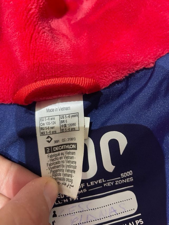 Conjunto Anorak y Pantalón Esquí Niño 5,6,7 años