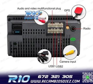 RADIO 9" GPS ANDROID 13 2DIN TÁCTIL BLUETOOTH USB SD