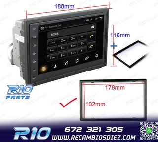 RADIO 9" GPS ANDROID 13 2DIN TÁCTIL BLUETOOTH USB SD