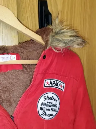 Parka roja mujer talla S Forro Pelo interior
