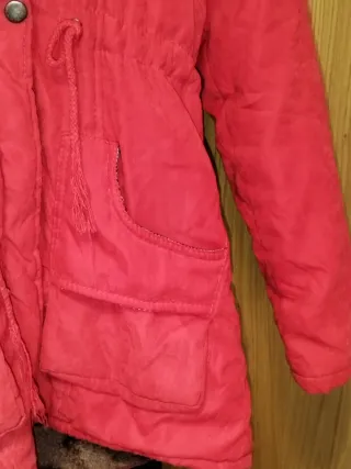 Parka roja mujer talla S Forro Pelo interior