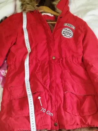 Parka roja mujer talla S Forro Pelo interior