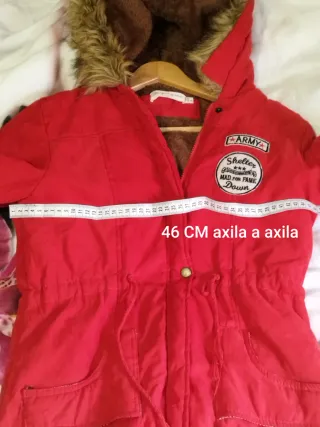 Parka roja mujer talla S Forro Pelo interior