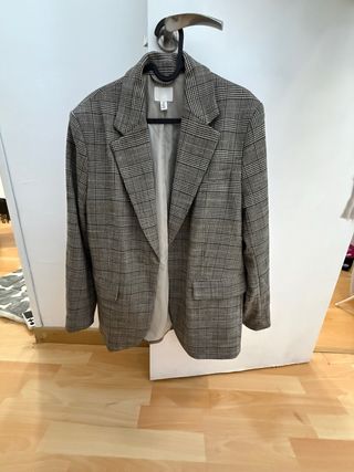 Blazer H&M oversize cuadros gris Talla S