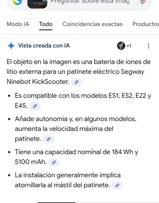 Batería Externa Patinete Eléctrico Segway
