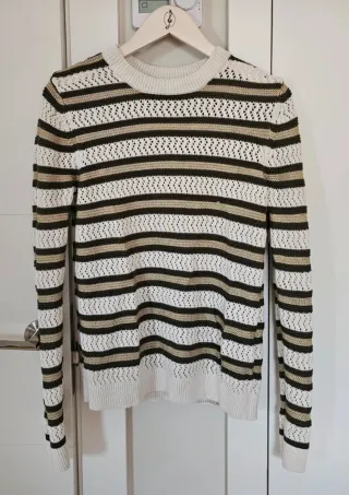 Jersey punto fino rayas verde y blanco