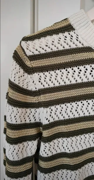 Jersey punto fino rayas verde y blanco