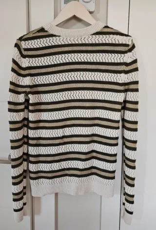 Jersey punto fino rayas verde y blanco