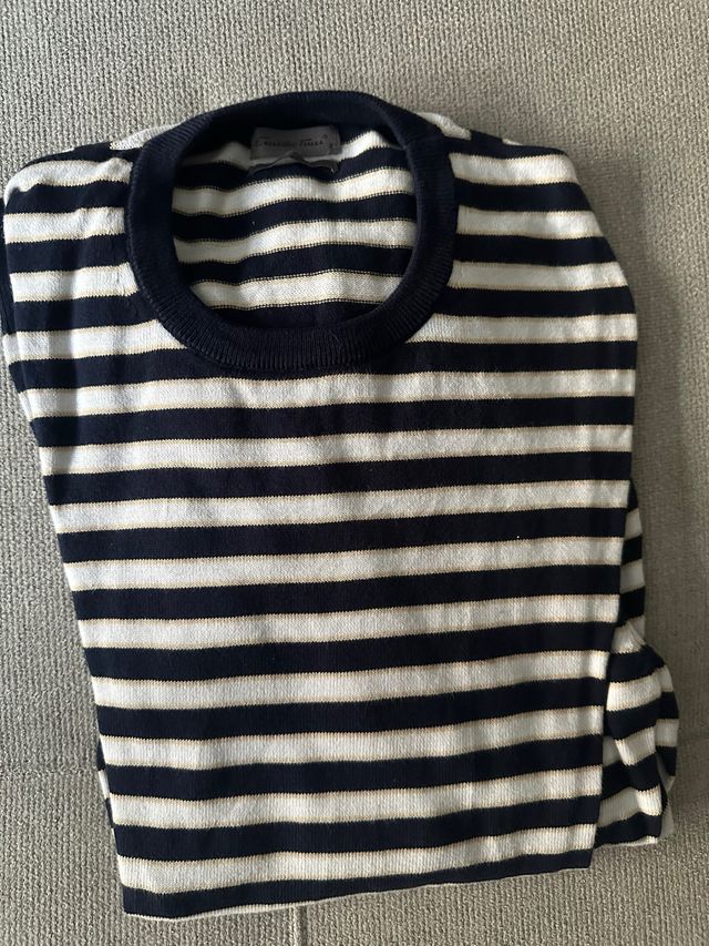 Camiseta listrada Christian Tress azul e branco