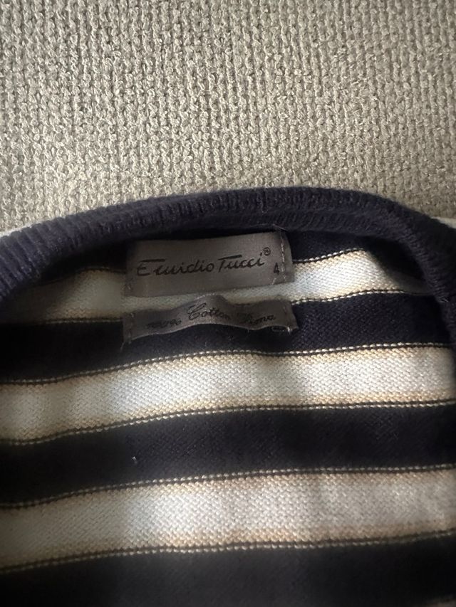 Camiseta listrada Christian Tress azul e branco