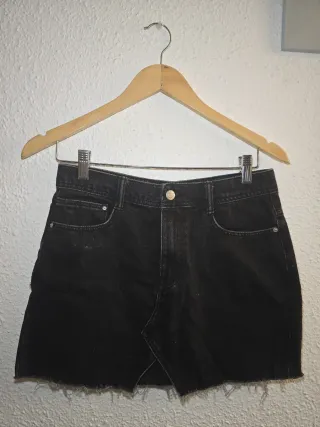 Falda vaquera negra botones talla S 34