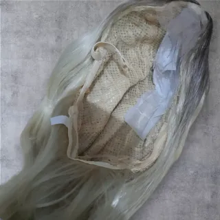 Peluca Larga Rizada 70cm Negro/Gris