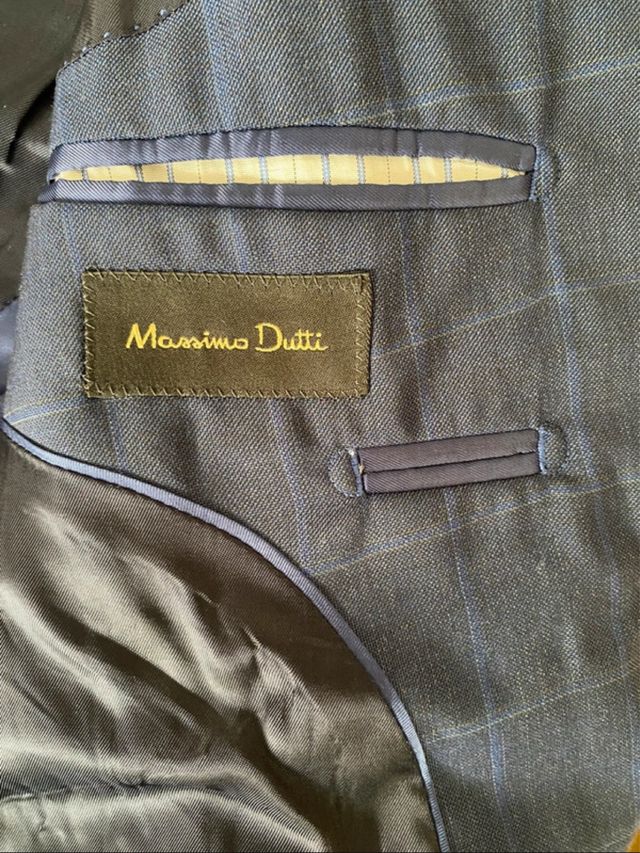 Traje Massimo Dutti Azul Cuadros