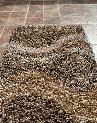 Tappeto Shaggy Moderno Beige e Marrone