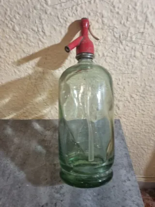 Antiguo sifón cristal La Flor