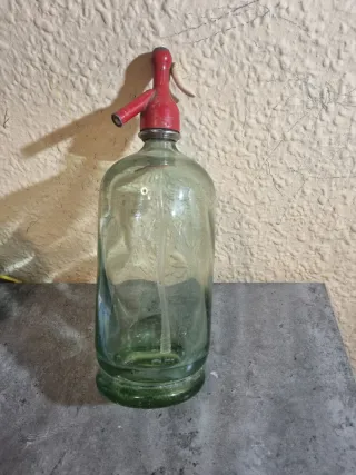 Antiguo sifón cristal La Flor