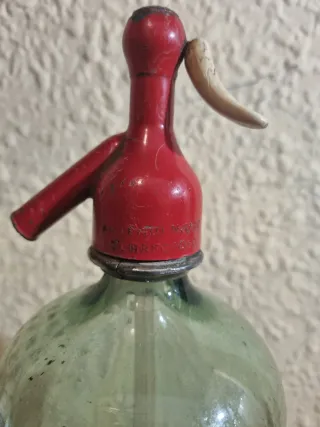 Antiguo sifón cristal La Flor