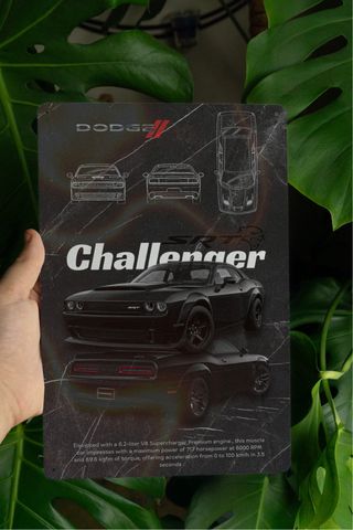 Dodge Challenger SRT nera – Targa decorativa 30x20