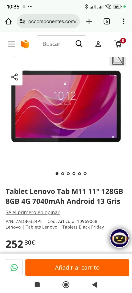 Tableta Lenovo Tab M11 11 128GB 4G Gris 8gb ram