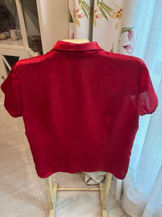Blusa Zara Raso Roja Mujer