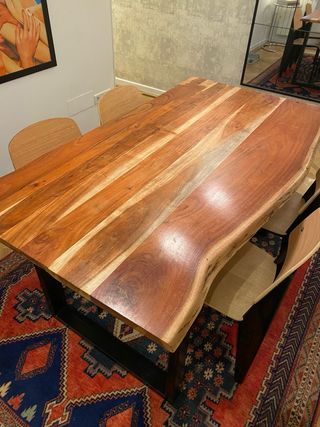 Tavolo da Pranzo Rettangolare in Legno e Acciaio