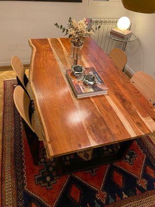 Tavolo da Pranzo Rettangolare in Legno e Acciaio