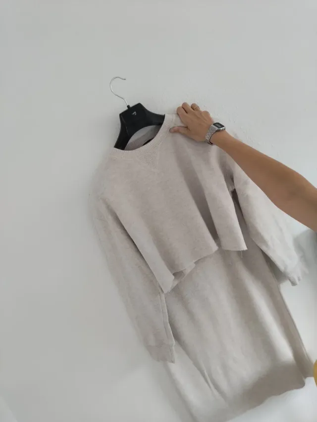 Conjunto falda y top invierno beige