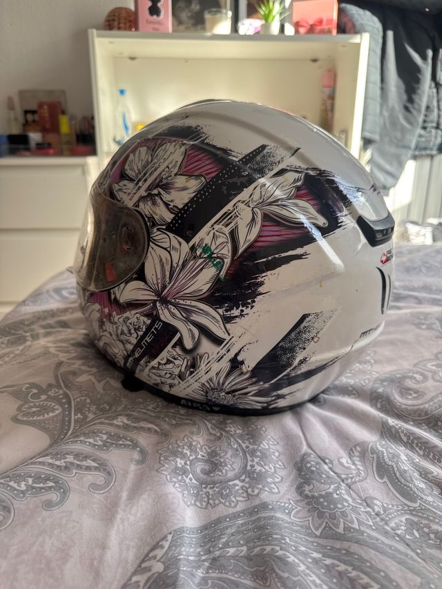 Casco integral moto floral