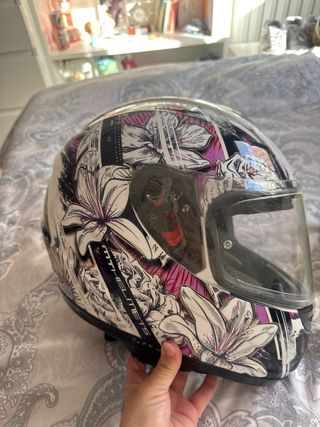 Casco integral moto floral