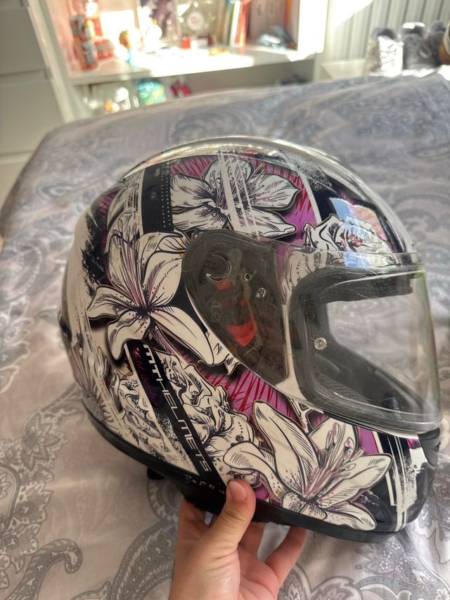 Casco integral moto floral