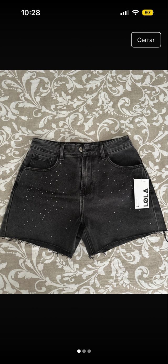 Shorts vaqueros negros con brillos